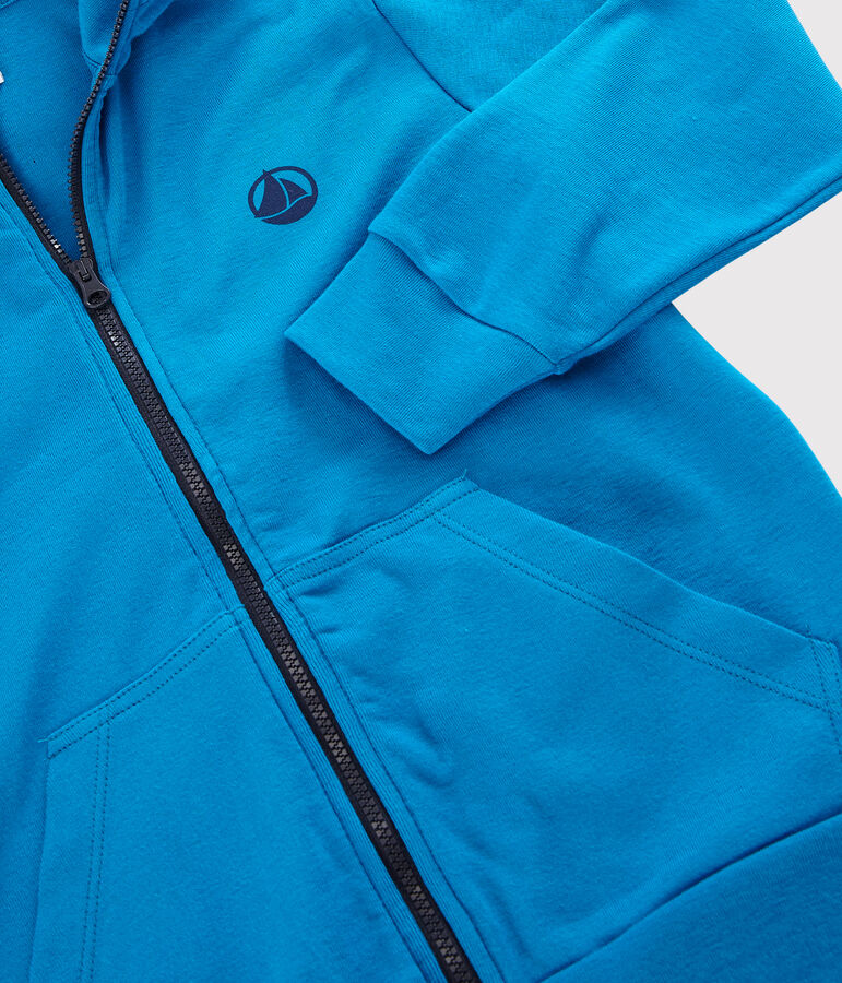 Sudadera con cremallera y capucha de algod&oacute;n de ni&ntilde;o azul MYKONOS
