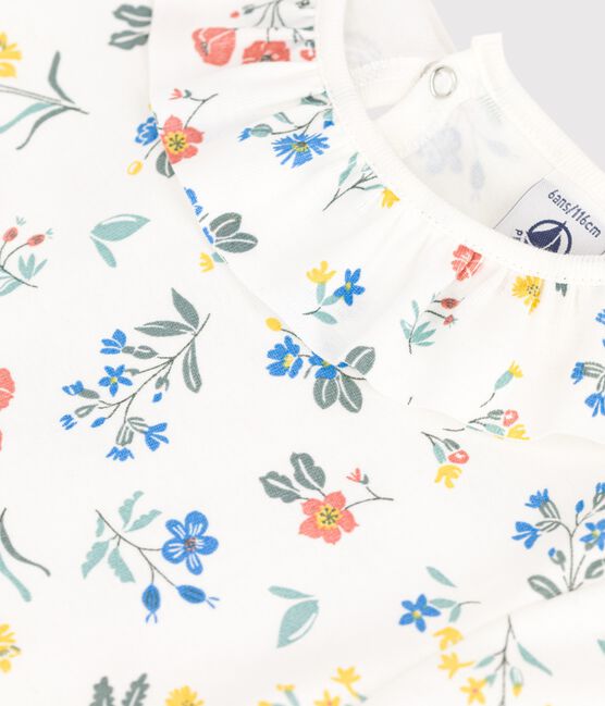 Camiseta de algodón de manga corta para niña blanco MARSHMALLOW/blanco MULTICO
