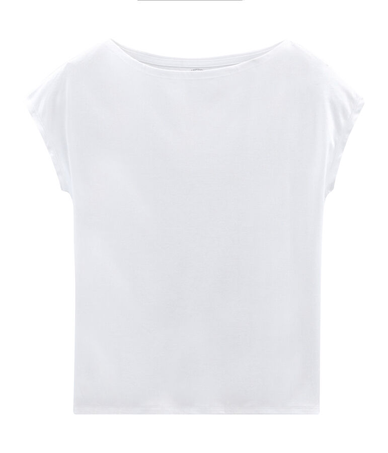 Camiseta manga corta de algod&oacute;n Sea Island para mujer blanco ECUME