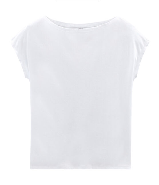Camiseta manga corta de algodón Sea Island para mujer blanco ECUME