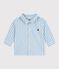 Camisa a rayas de algod&oacute;n de manga larga para beb&eacute; azul/blanco