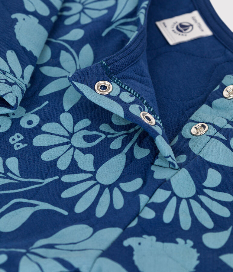 Vestido con flores de manga larga de t&uacute;bico de ni&ntilde;a azul/azul