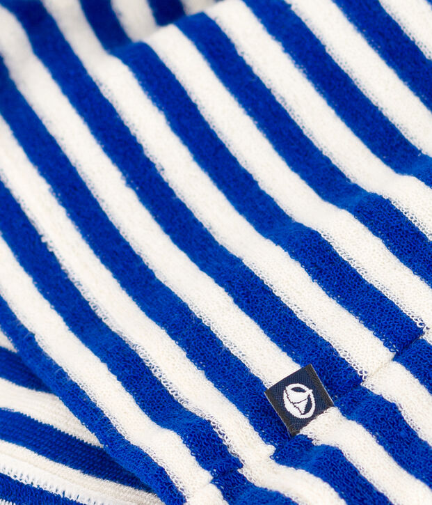 Vestido de rizo sin mangas a rayas para ni&ntilde;a azul/crudo