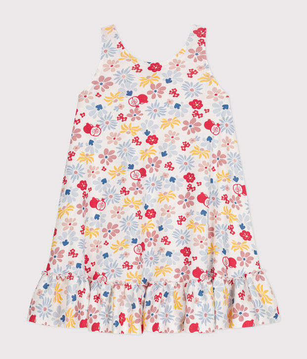 Vestido de algod&oacute;n sin mangas de ni&ntilde;a blanco/multicolor