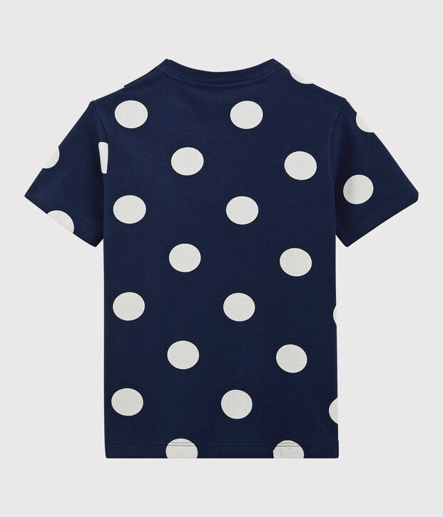 Camiseta de manga corta de algod&oacute;n de ni&ntilde;o azul/blanco