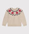 Jersey de jacquard de lana y algodón de niña/niño beige MONTELIMAR/blanco MULTICO