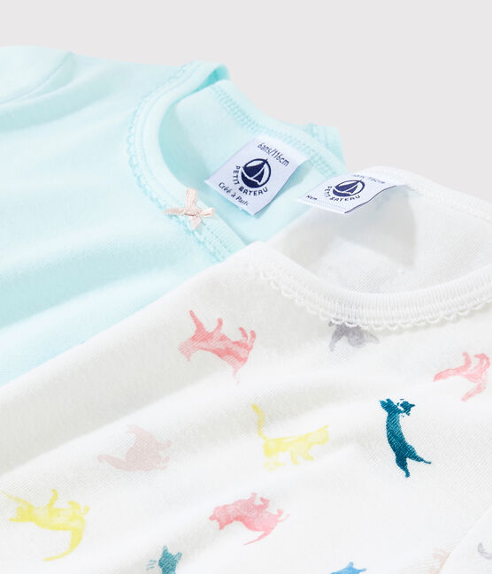 Lote de 2 camisetas de manga corta de gatos de colores de niña variante 1