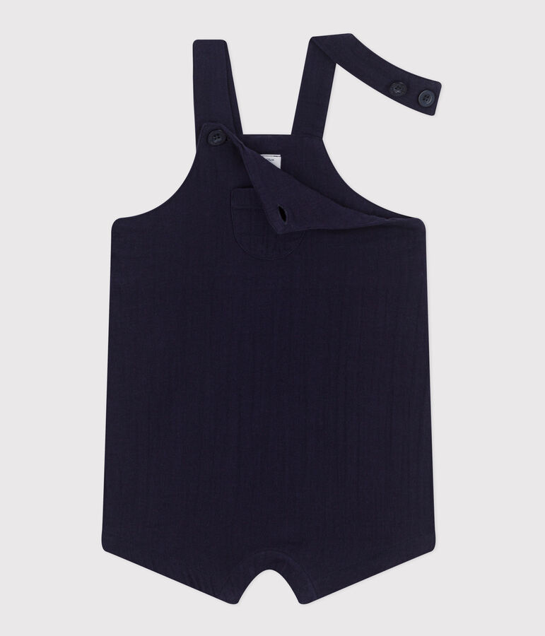 Peto corto y liso de gasa de algod&oacute;n para beb&eacute; azul SMOKING