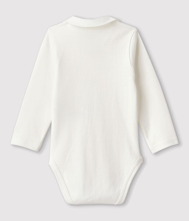 Bodi con cuello de beb&eacute; de algod&oacute;n org&aacute;nico blanco