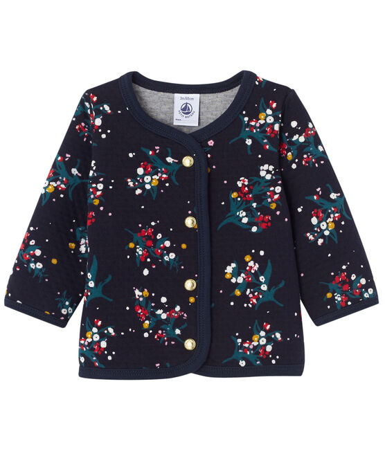 Cardigan para bebé niña en túbico estampado azul SMOKING/blanco MULTICO