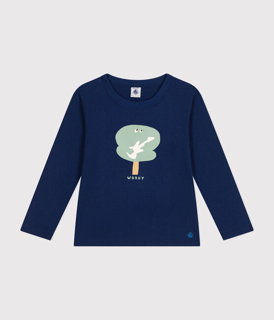 Camiseta de manga larga de punto fino para niño azul MEDIEVAL