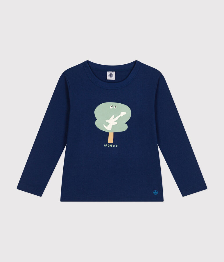 Camiseta de manga larga de punto fino para ni&ntilde;o azul