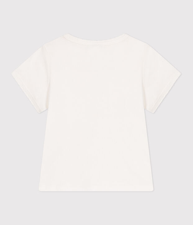 Camiseta infantil lisa de manga corta de algod&oacute;n blanco