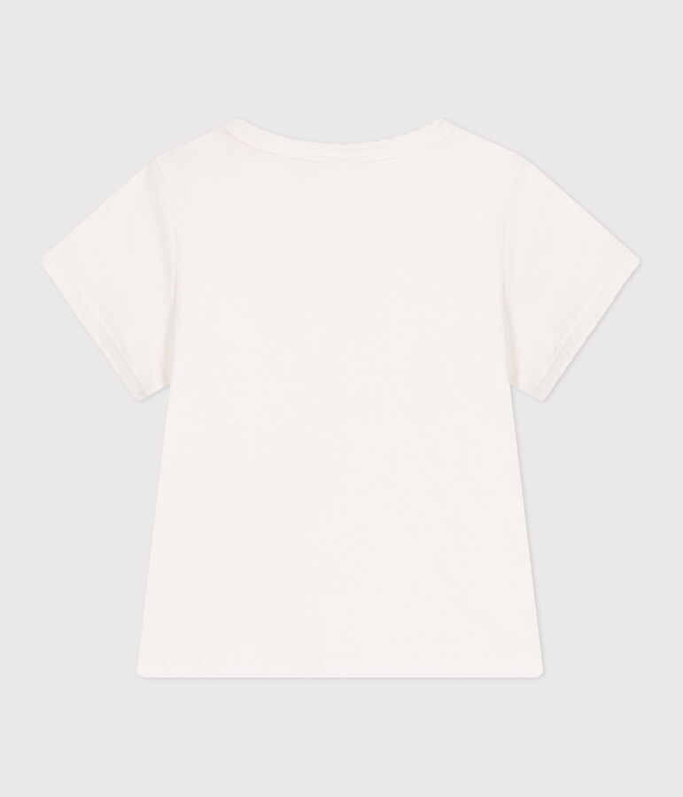 Camiseta infantil lisa de manga corta de algod&oacute;n blanco
