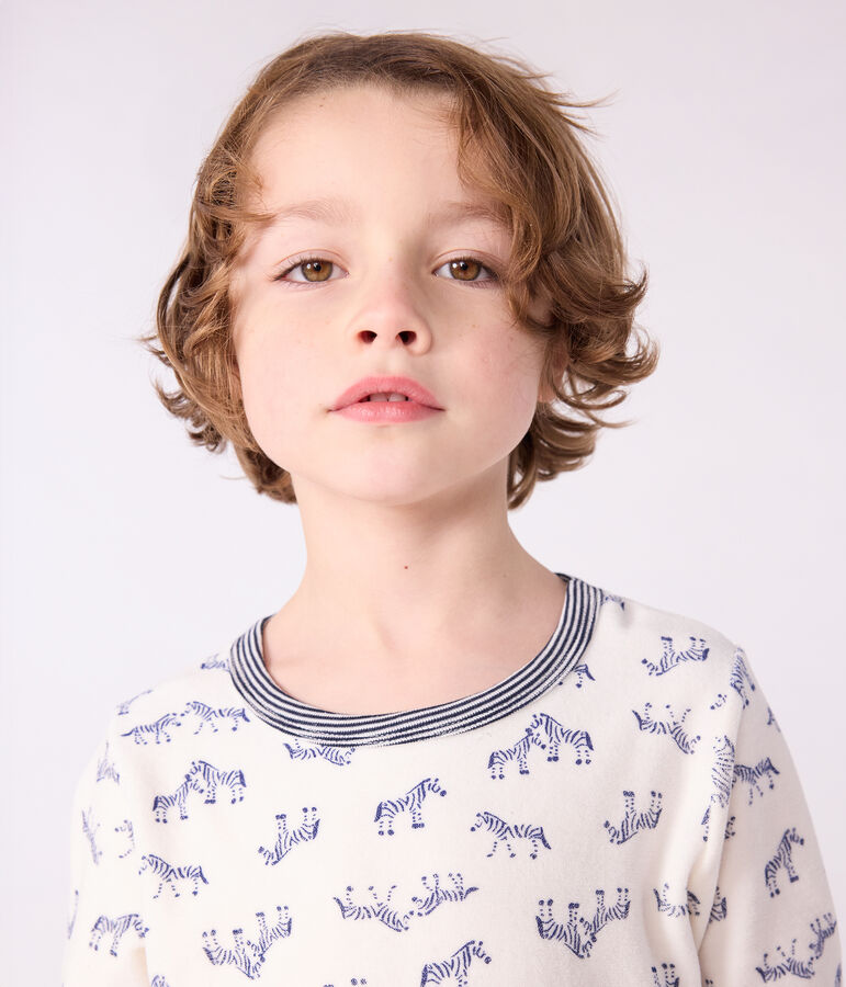 Pijama infantil de terciopelo con estampado de cebras azul/azul
