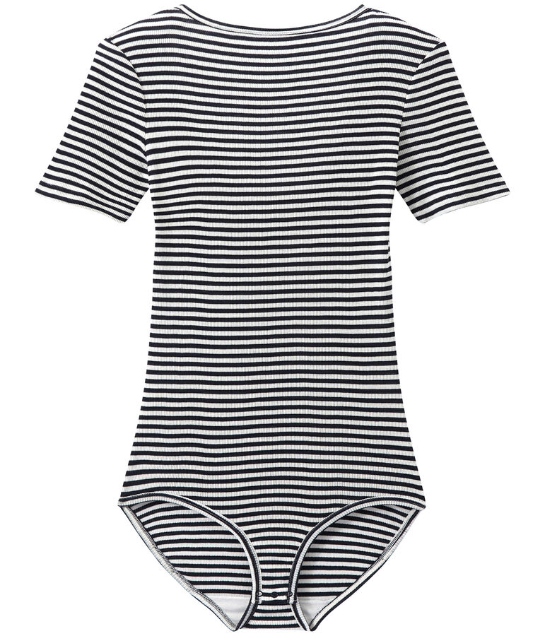 Body de algod&oacute;n de efecto segunda piel para mujer azul SMOKING/blanco LAIT