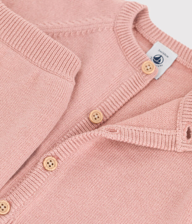 Conjunto de 2 prendas de beb&eacute; de tejido de punto de lana y algod&oacute;n rosa