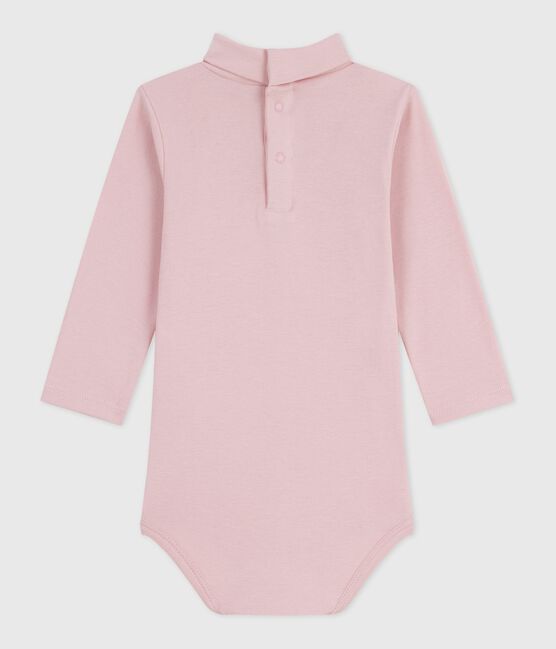 Body de algodón liso con cuello vuelto para bebé rosa JOLI