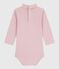 Body de algodón liso con cuello vuelto para bebé rosa JOLI