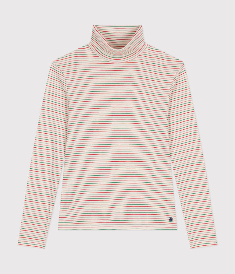 Camiseta Iconique de cuello vuelto de algod&oacute;n para mujer crudo/multicolor