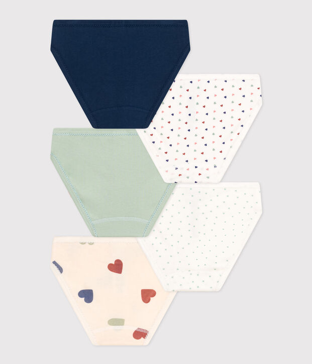 Juego de 5 braguitas de algod&oacute;n con corazones para ni&ntilde;a multicolor