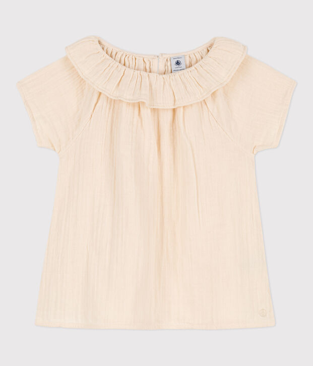 Blusa de gasa de algod&oacute;n para ni&ntilde;a crudo