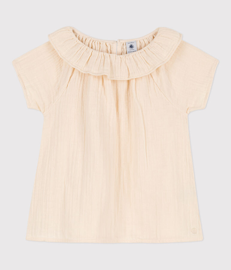 Blusa de gasa de algod&oacute;n para ni&ntilde;a crudo