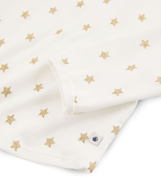 Pijama de canalé con estrellas para niña blanco MARSHMALLOW/amarillo OR