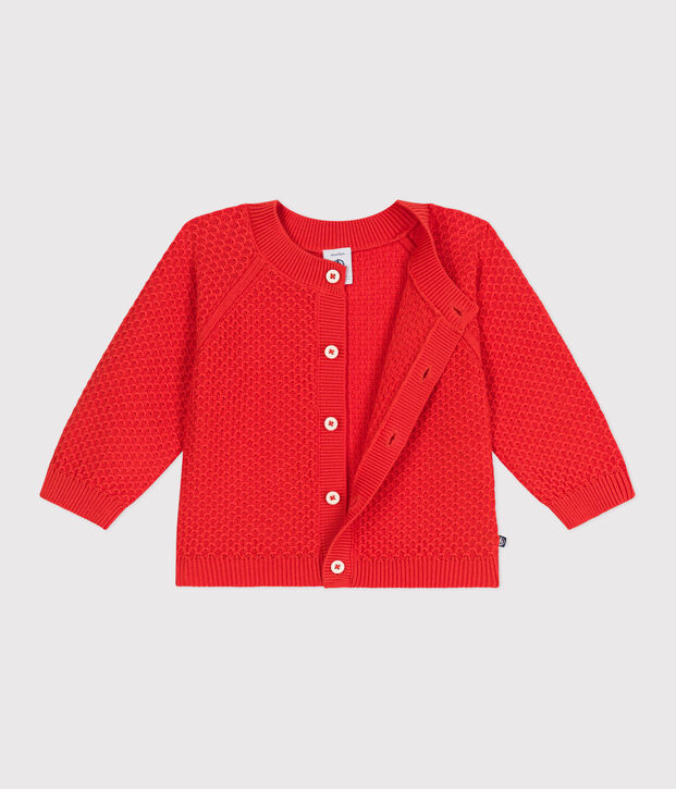 C&aacute;rdigan de algod&oacute;n de punto de fantas&iacute;a para beb&eacute; rojo