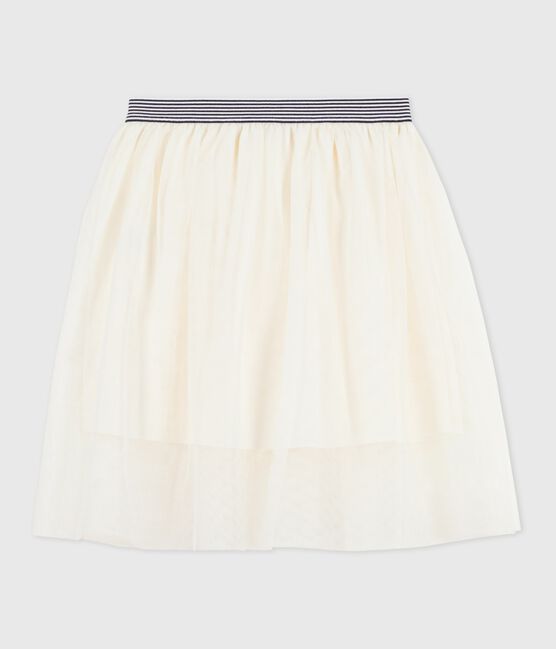 Falda infantil lisa de tul con lentejuelas crudo MILK