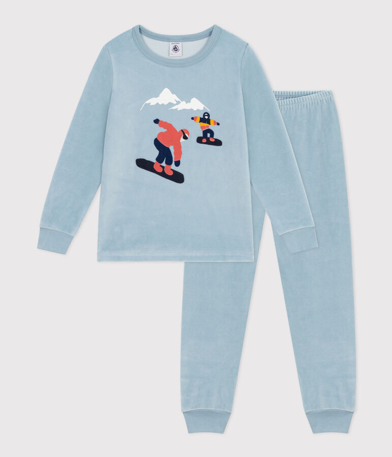 Pijama de terciopelo para ni&ntilde;o/ni&ntilde;a azul