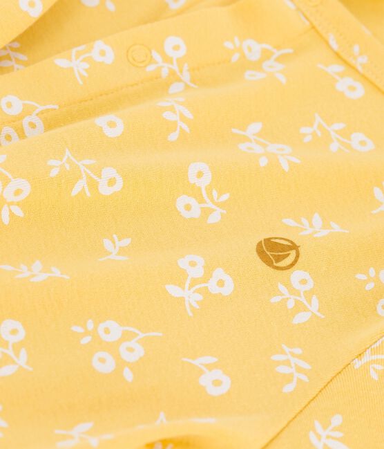 Cárdigan estampado de algodón de niña amarillo ORGE/blanco MARSHMALLOW