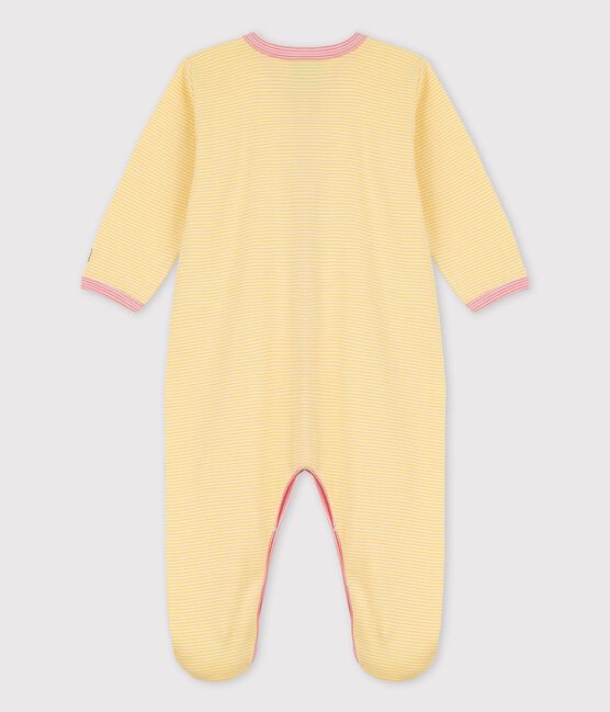 Pelele de bebé a rayas de algodón orgánico amarillo ORGE/blanco MARSHMALLOW