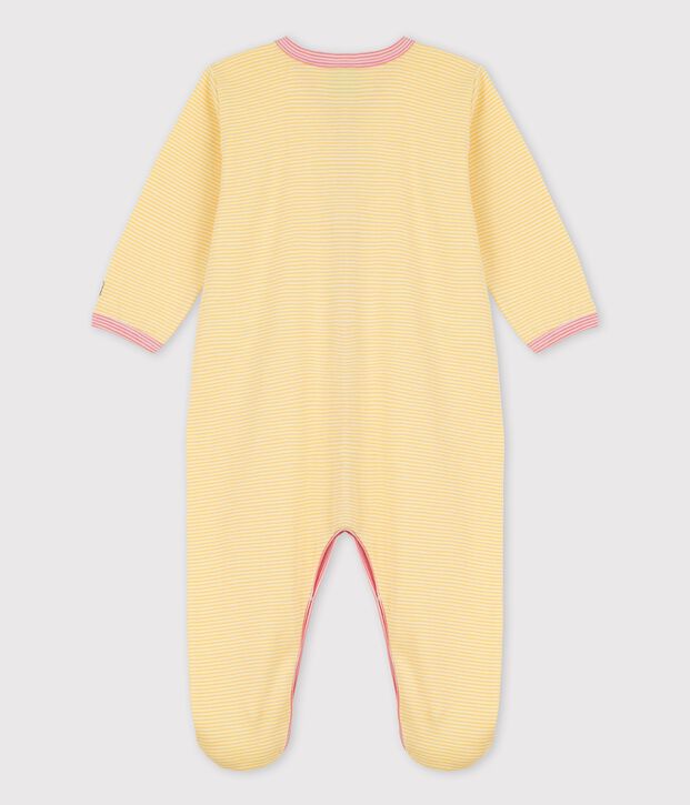 Pelele de beb&eacute; a rayas de algod&oacute;n org&aacute;nico amarillo/blanco