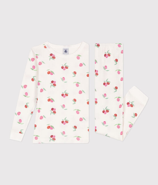 Pijama infantil muy ajustado en algodón estampado MARSHMALLOW/ PEONIA/ MULTICO