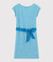 Vestido de lino de rayas de mujer azul MYKONOS/blanco MARSHMALLOW
