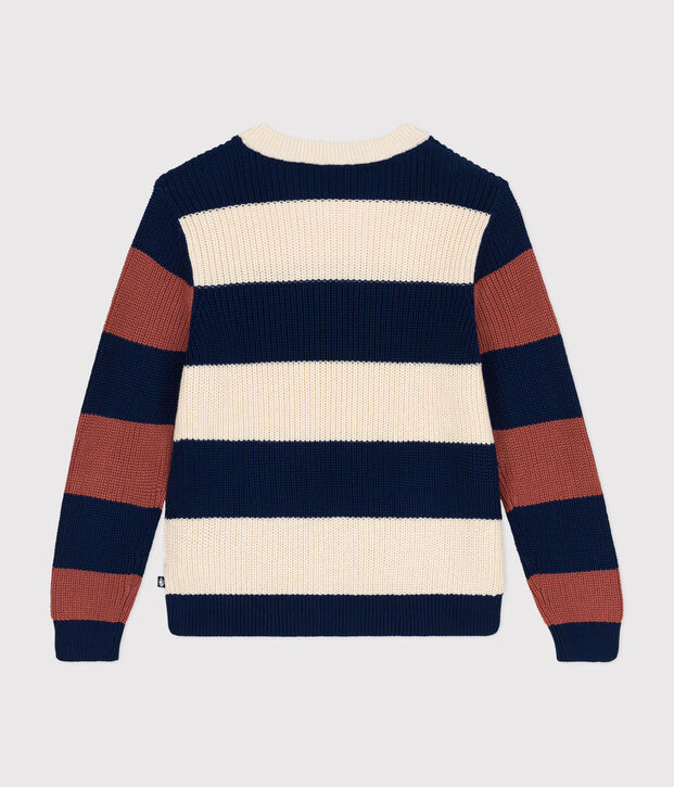 Jersey a rayas de algod&oacute;n de mujer crudo/multicolor