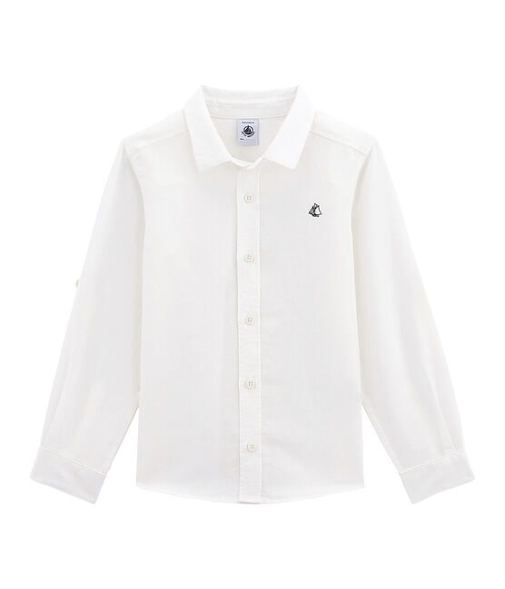 Camisa de lino y algodón para niño blanco LAIT
