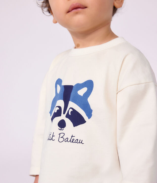 Camiseta de algod&oacute;n de manga larga lisa con estampado para beb&eacute; MILK