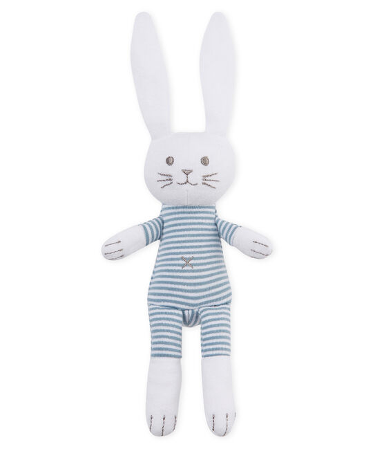 Peluche de conejo para bebé de jersey azul FONTAINE/blanco MARSHMALLOW