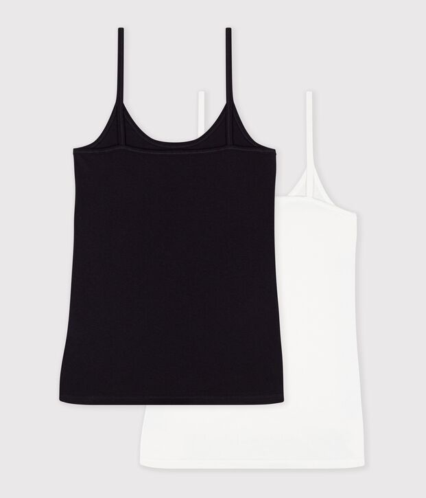Pack de camisetas de tirantes para mujer en algod&oacute;n ligero liso multicolor
