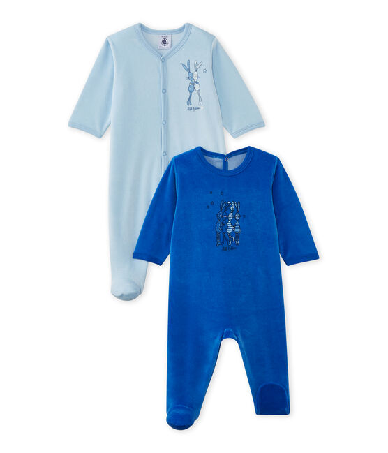 Lote de 2 pijamas de terciopelo para bebé niña blanco .