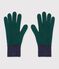 Guantes infantiles de punto tricotado bicolor con forro polar verde/azul