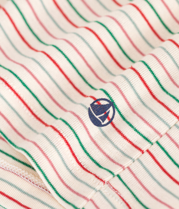 Camiseta de cuello alto de algod&oacute;n para ni&ntilde;a crudo/multicolor