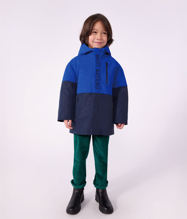 Parka infantil midi lisa colorblock azul/multicolor