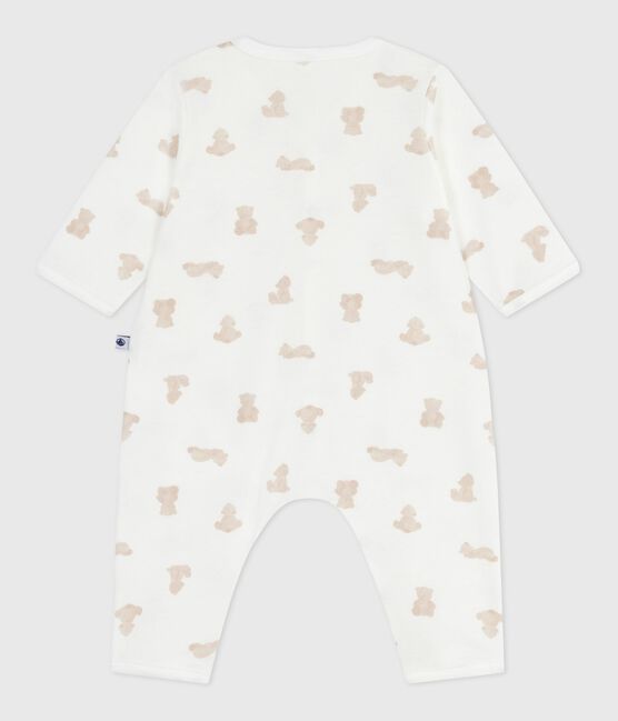 Pijama sin pies de algodón con estampado de oso para bebé MARSHMALLOW/ BRUN