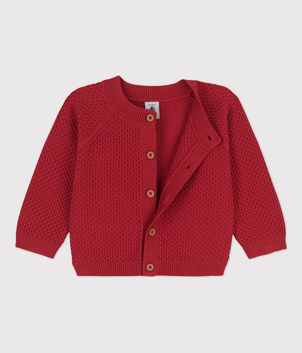 C&aacute;rdigan de punto tricotado de algod&oacute;n para beb&eacute; rojo
