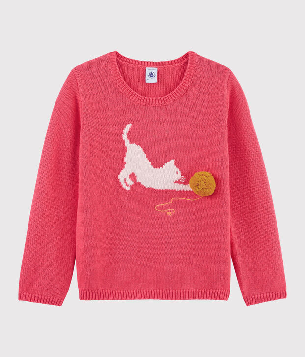 Jersey de lana y algod&oacute;n para ni&ntilde;a rosa