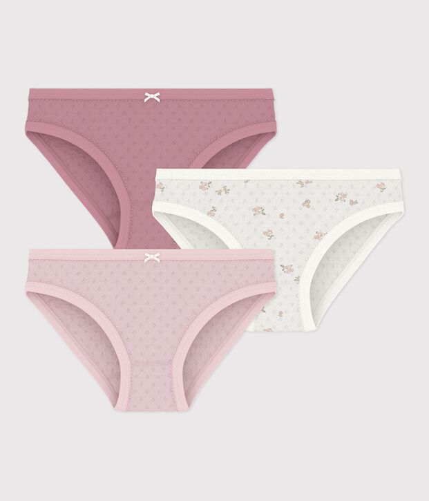 Juego de braguitas infantiles de algod&oacute;n calado con flores multicolor