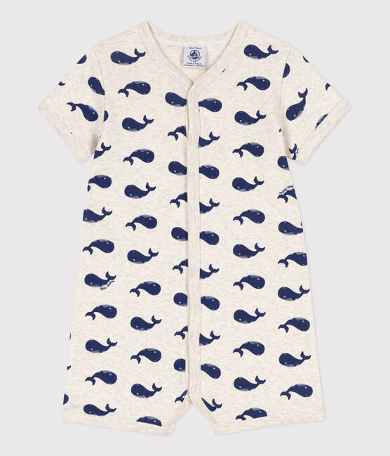 Mono corto de algodón con ballenas marinas para bebé beige MONTELIMAR/azul MEDIEVAL